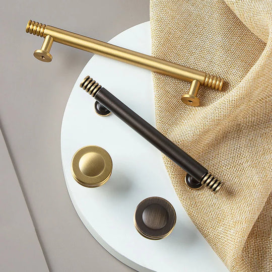 Brass Kitchen Cabinet Handles – Gold Textured Knobs and Pulls for Furniture