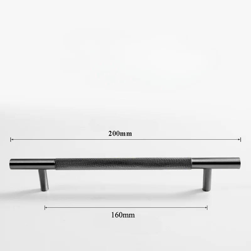 Black Knurled Brass Furniture Handles – Modern Textured Pulls and Knobs (80–500mm)