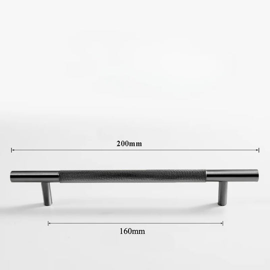 Black Knurled Brass Furniture Handles – Modern Textured Pulls and Knobs (80–500mm)
