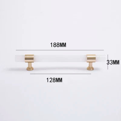 Natural Marble and Crystal T-Bar Cabinet Handles – Modern Brass Knobs and Pulls