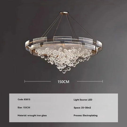 Designer Bubble Glass Chandelier with Wind-Chime Cluster Lighting