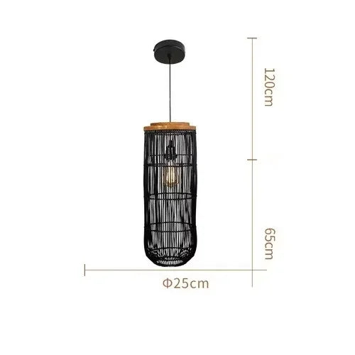 Wabi Sabi Rattan Pendant Light Handwoven Hemp Rope Ceiling Lamp