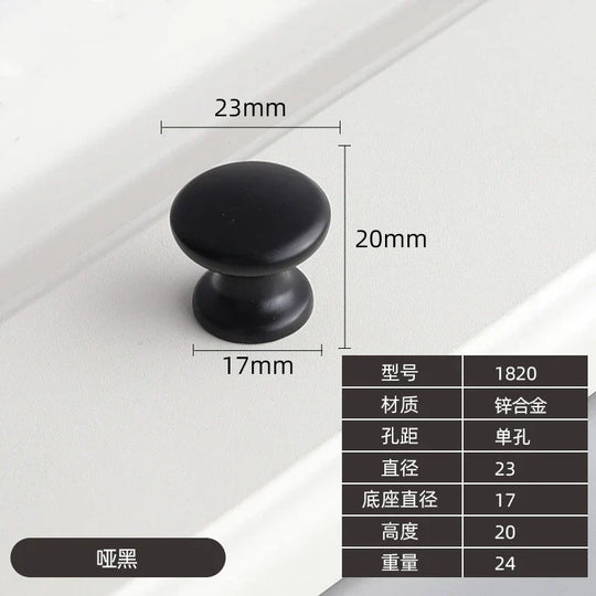 Modern Zinc Alloy Drawer Knobs – Single-Hole Cabinet Handles
