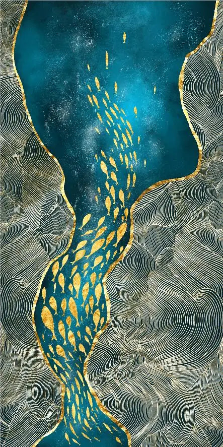 Abstract Green Aqua Auspicious Canvas Wall Art