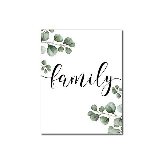 Love Family Home Quote Black White Canvas Wall Art