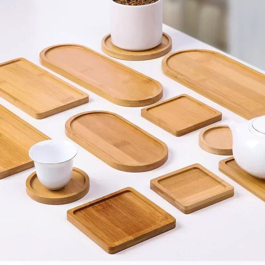 Multi Bamboo Tray Wooden Saucer Coaster Plate