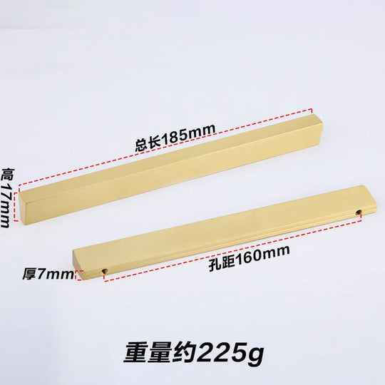 Brass Trapezoidal Cabinet Handles – High-End Golden Drawer Pulls for Wardrobes and Furniture