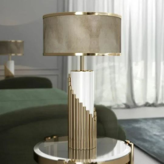 Nordic Luxury Marble Table Lamp with Fabric Shade