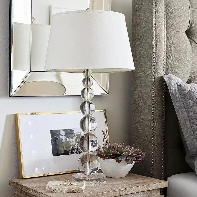 Creative Fabric Table Lamp with Crystal Glass Ball for Living Room & Bedroom