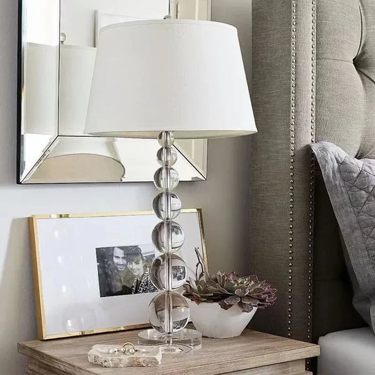 Creative Fabric Table Lamp with Crystal Glass Ball for Living Room & Bedroom