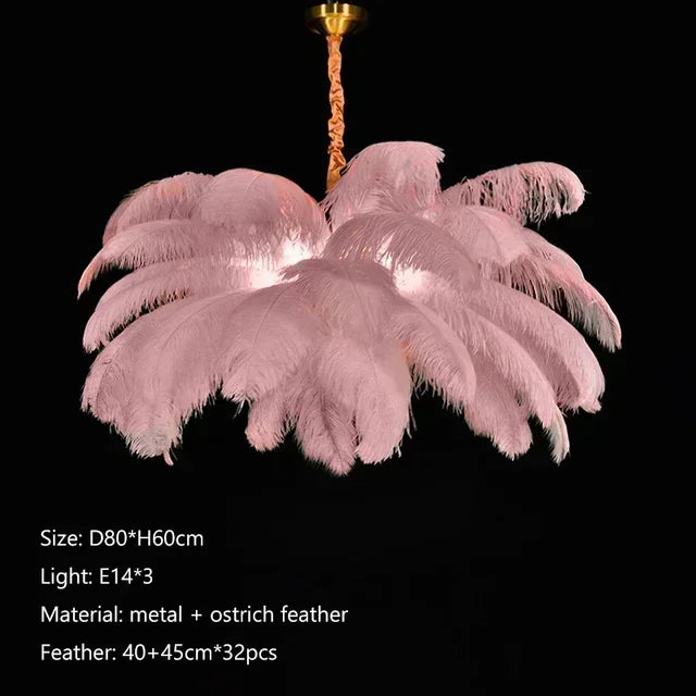 Nordic Feather Pendant Light Modern Art Chandelier for Bedroom