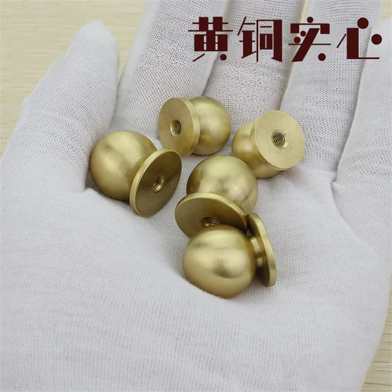 Solid Brass Ball Cabinet Knobs – Vintage Single-Hole Handles