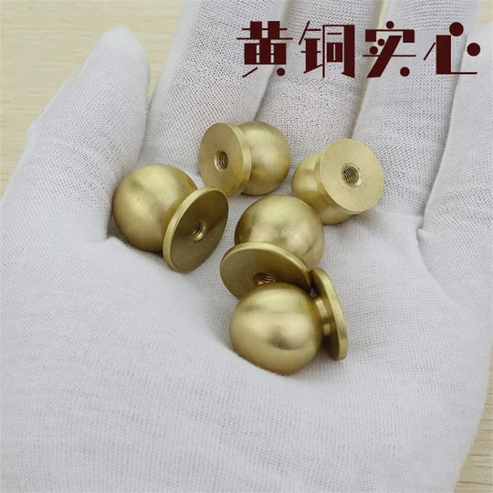 Solid Brass Ball Cabinet Knobs – Vintage Single-Hole Handles