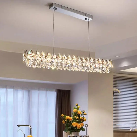 Modern Crystal Bar Pendant Light – Designer Silver Line-Shaped Ceiling Lamp
