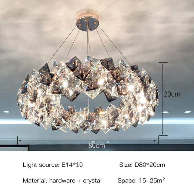 Modern Luxury Crystal Chandelier – Elegant Semi-Flush Ceiling Light