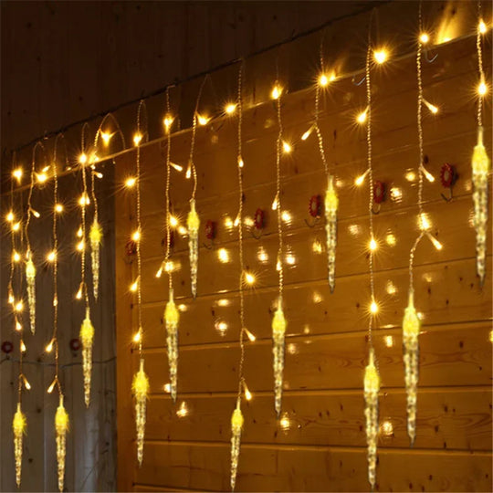 Christmas LED Icicle Curtain Lights Outdoor Wedding Garden Decor
