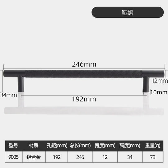 Long Knurled Aluminum Alloy Cabinet Handles – Modern T-Bar Pulls for Furniture