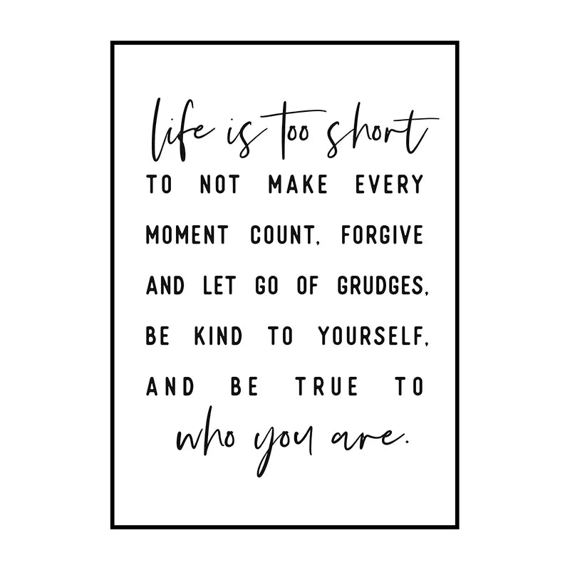 Black And White Motivational Quotes Canvas Wall Art