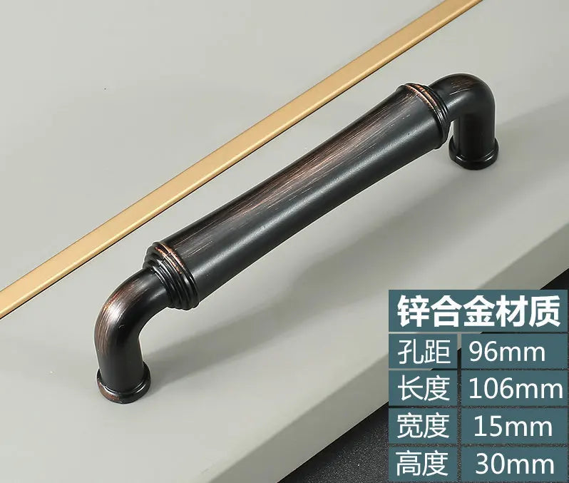 Retro Bronze and Black-Red Cabinet Handles – Nordic Square Zinc Alloy Pulls
