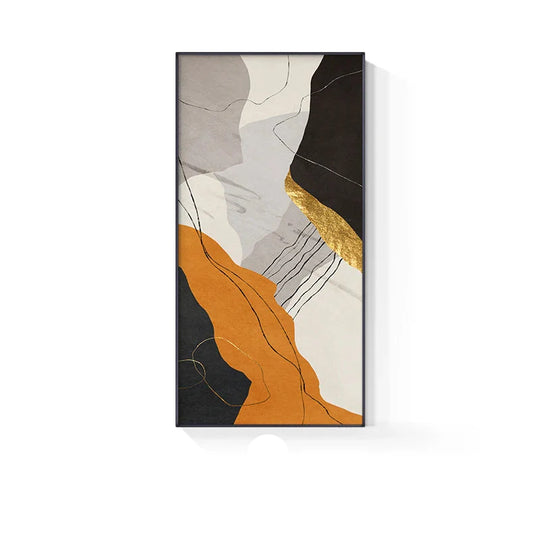 Colorful Golden Flash Geomorphic Abstract Canvas Wall Art Unframed