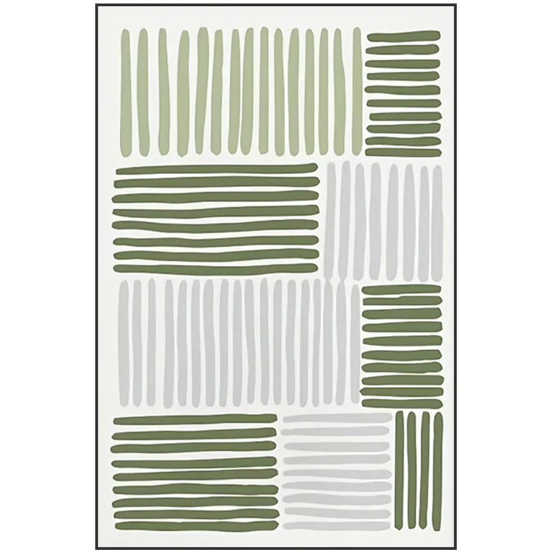Minimalist Parallel Lines Green Grey Canvas Wall Art Unframed