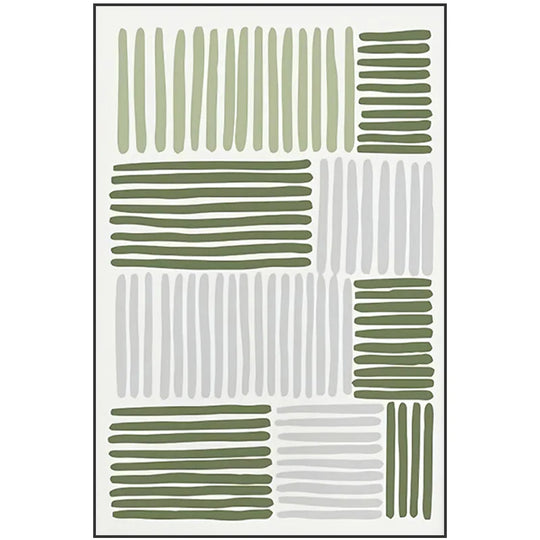 Minimalist Parallel Lines Green Grey Canvas Wall Art Unframed