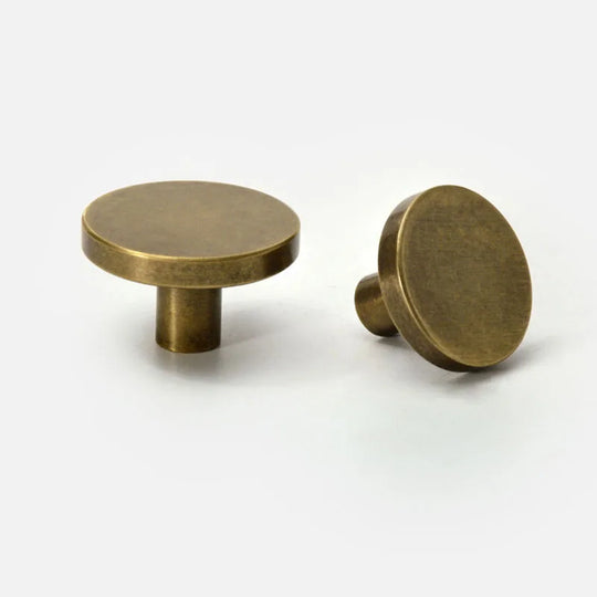 Antique Brass Round Cabinet Knobs – Vintage Drawer & Cupboard Pulls