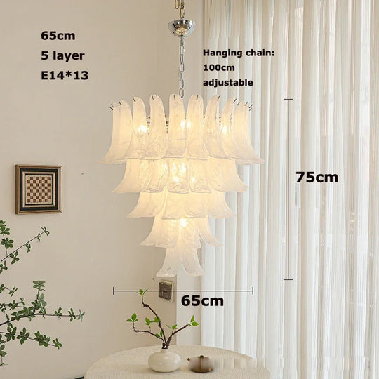 French Style Artistic Glass Pendant Chandelier – High-End Retro Staircase Light