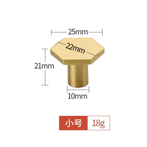 Pure Brass Cabinet Handles – Brushed Gold Single-Hole Knobs