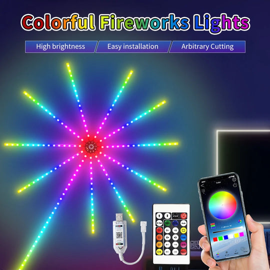 Fireworks LED String Lights USB RGB Music Sync Party Decoration