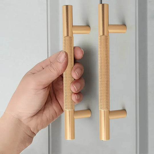 Long Knurled Aluminum Alloy Cabinet Handles – Modern T-Bar Pulls for Furniture
