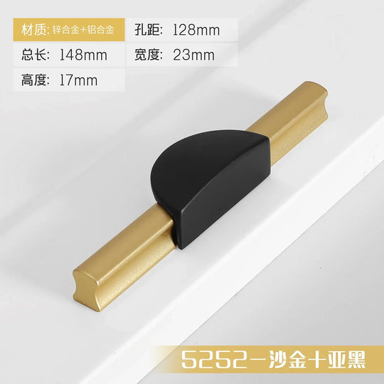 Black and Gold Cabinet Pulls – Double-Color Aluminum Zinc Alloy Handles