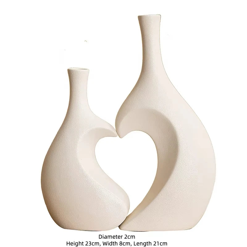 Heart Shaped Hollow Decorative Vase for Modern Tabletop Decor