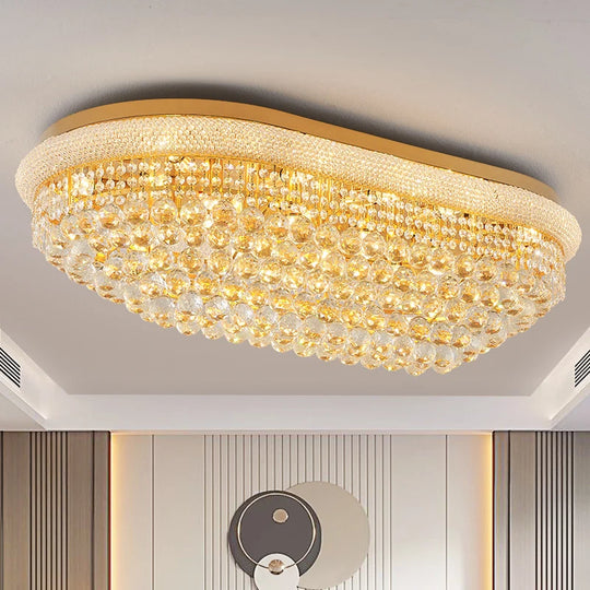 Luxury Oval Crystal Ceiling Lamp – Elegant Shoe-Shape Design for Dining & Living Rooms