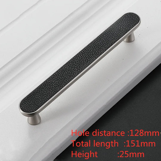 Modern Leather and Zinc Alloy Cabinet Handle – Elegant Pulls for Kitchen, Wardrobe, and Furniture (96mm)