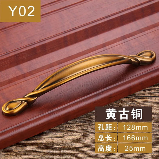 Antique Yellow Bronze Cabinet Handles – Brushed Vintage Drawer Pulls