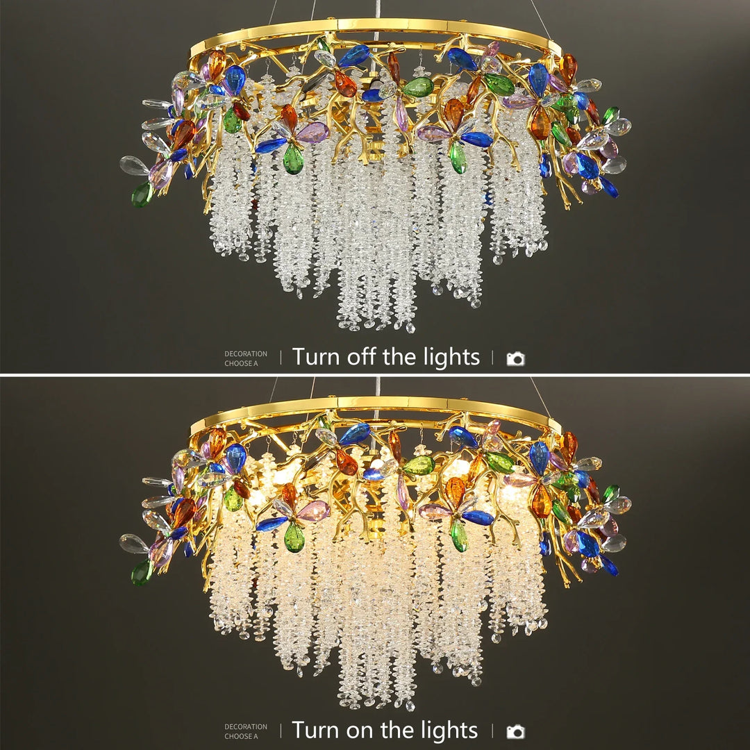 Luxury Crystal Flower Chandelier Modern Branch Pendant Ceiling Light