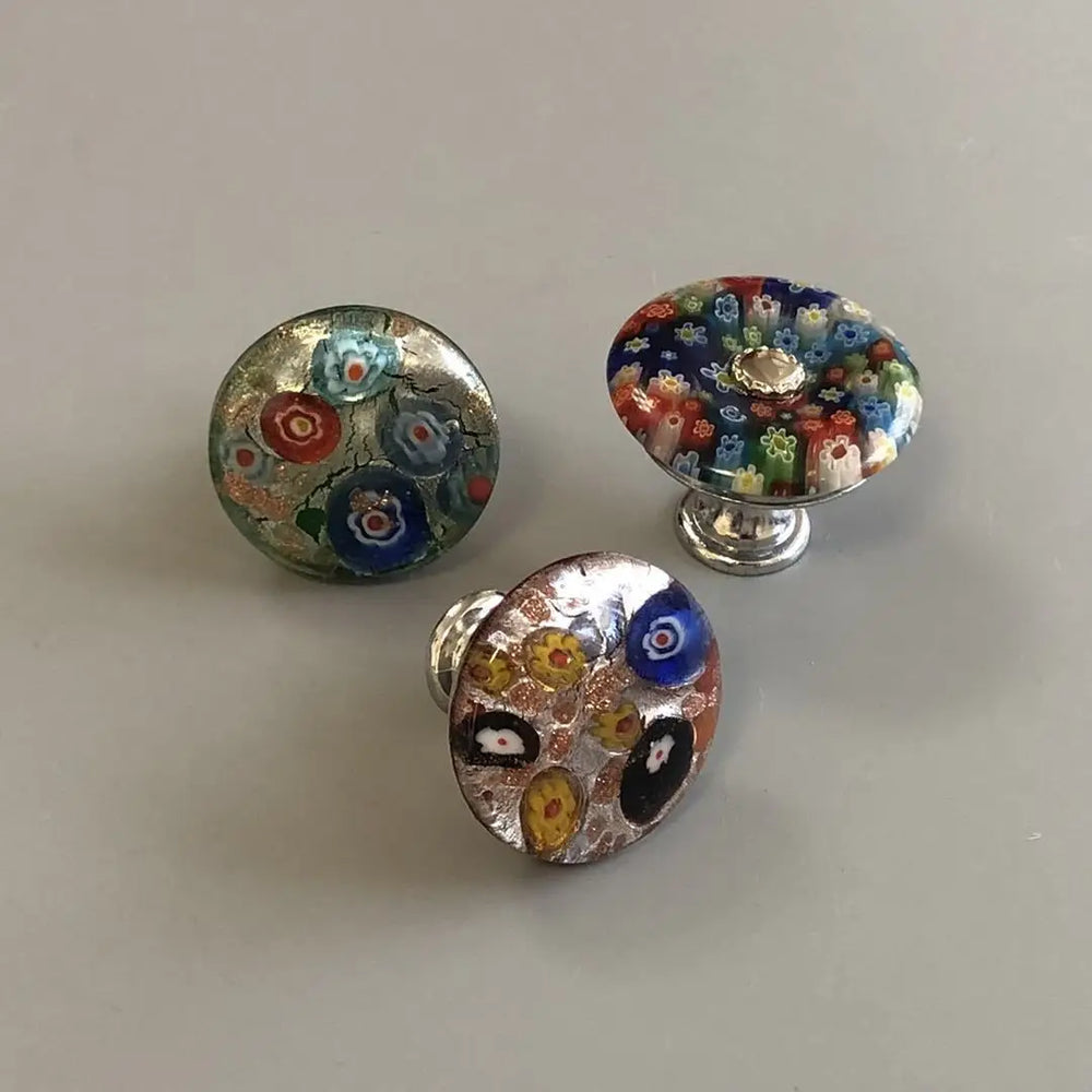Colorful Floral Glass Cabinet Knobs – Decorative Drawer & Furniture Pulls