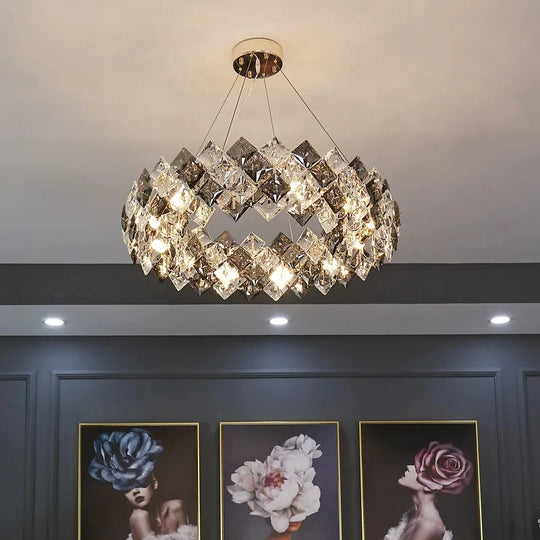Modern Luxury Crystal Chandelier – Elegant Semi-Flush Ceiling Light