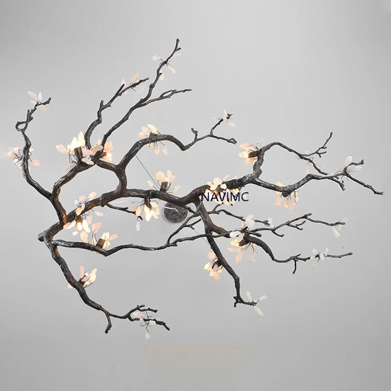 All Copper Branch Chandelier Modern LED Pendant Light for Living