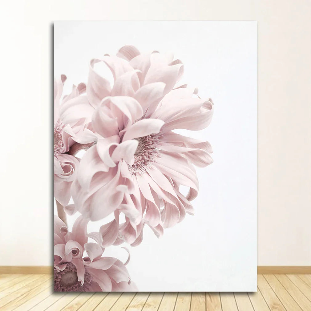 Minimalist Pink Floral Canvas Wall Art