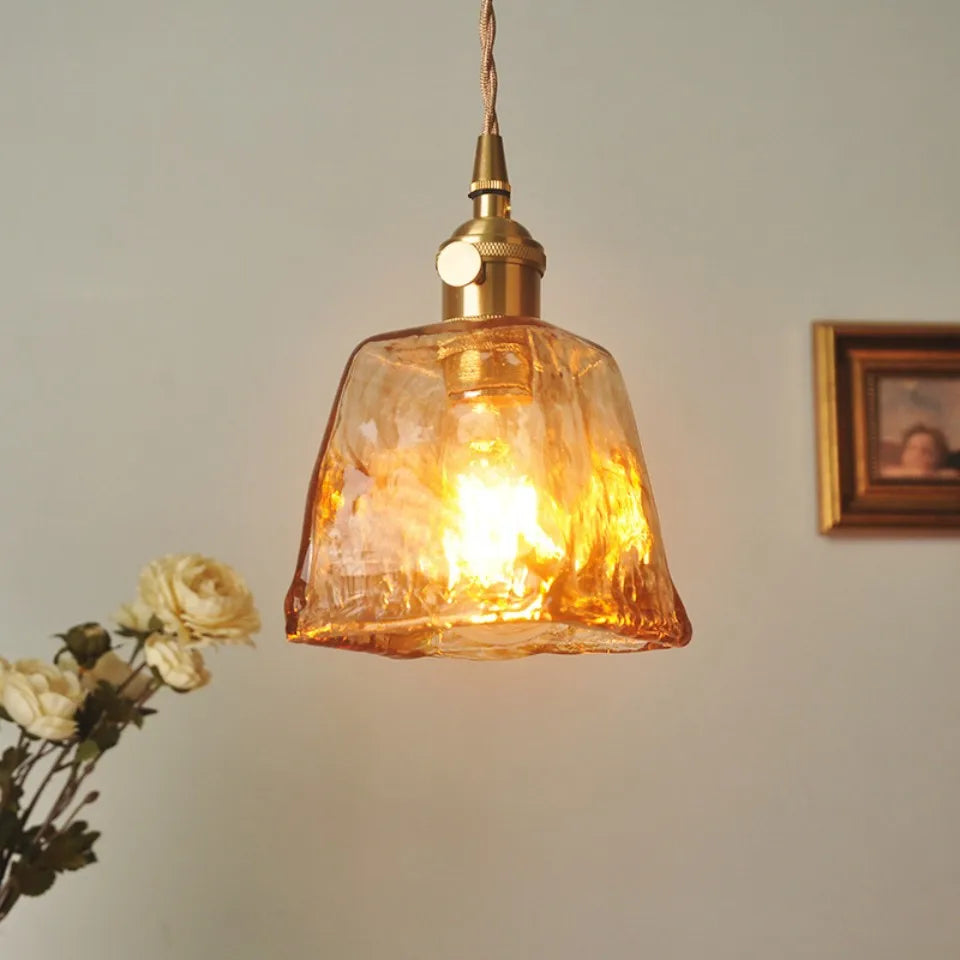 Amber – Nordic Vintage Glass Pendant Light for Bedroom, Café, Bar, and Restaurant