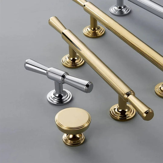Chrome and Polished Gold Brass Furniture Handles – Modern Pulls and Knobs for Cabinets and Wardrobes