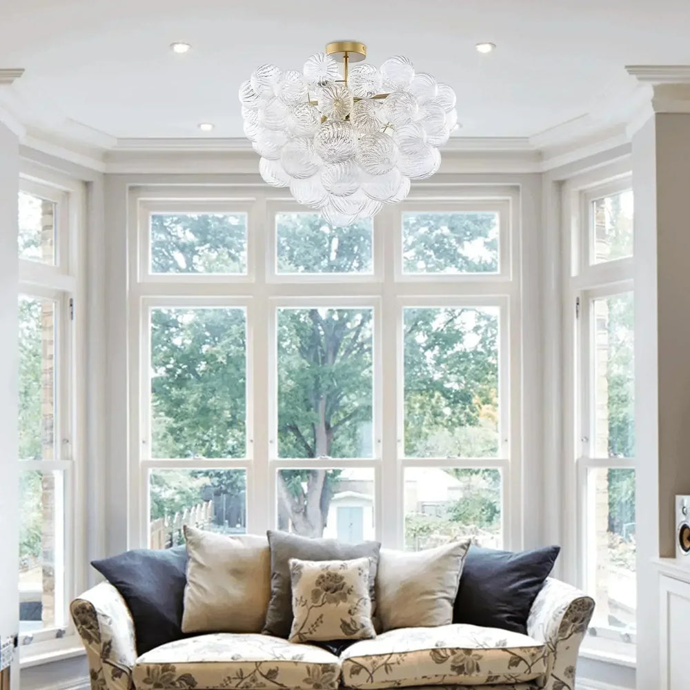 Modern Gold Glass Ball Ceiling Light Water Ripple Dining Room Lamp