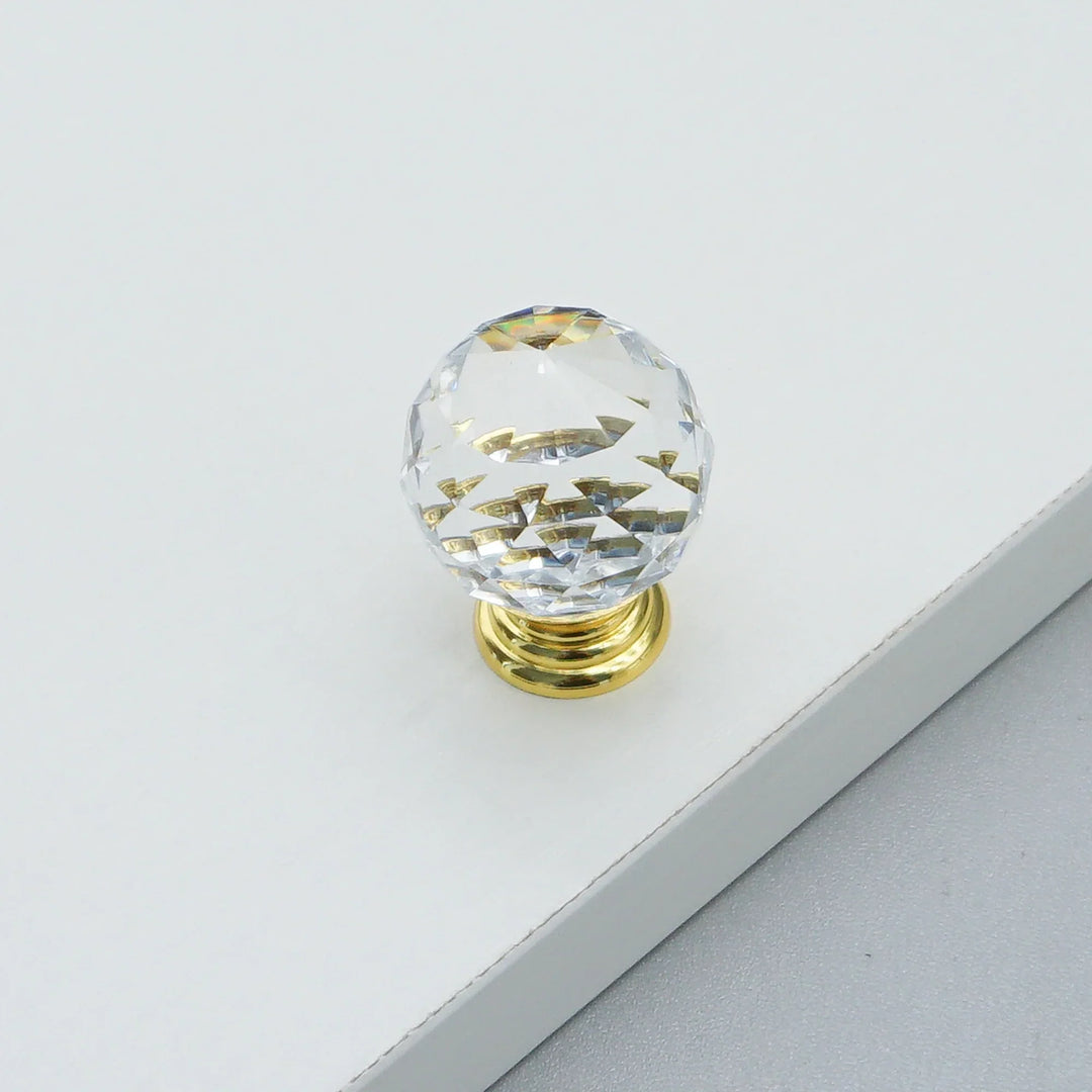 Luxury Gold Chrome Cabinet Handles – Zinc Alloy and Crystal Glass Pulls for Wardrobes and Dressers