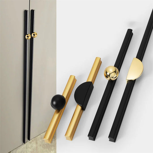 Black and Gold Cabinet Pulls – Double-Color Aluminum Zinc Alloy Handles