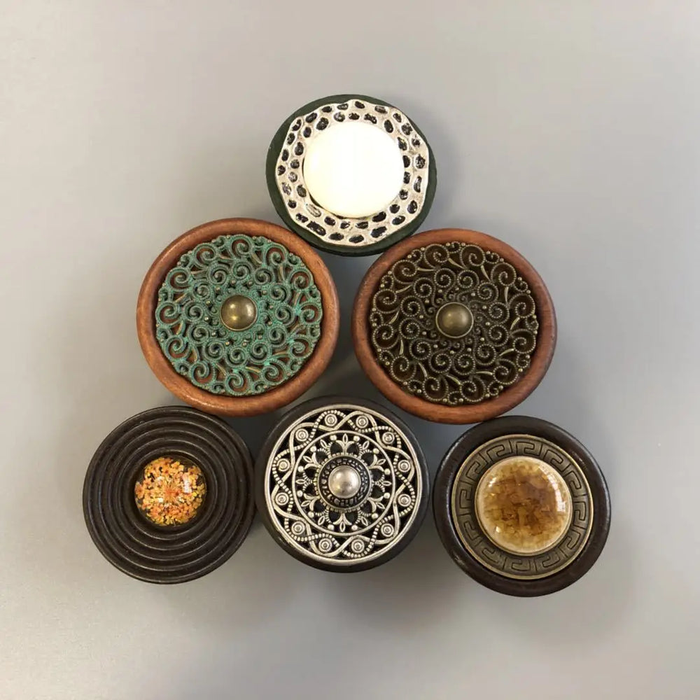 Handmade Wood & Alloy Cabinet Handles – Artistic Furniture Knobs