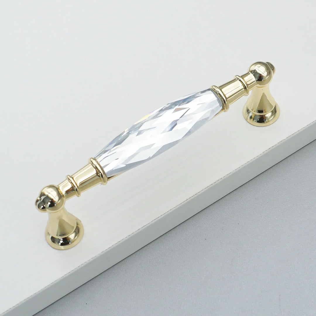 Luxury Gold Chrome Cabinet Handles – Zinc Alloy and Crystal Glass Pulls for Wardrobes and Dressers