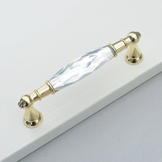 Luxury Gold Chrome Cabinet Handles – Zinc Alloy and Crystal Glass Pulls for Wardrobes and Dressers