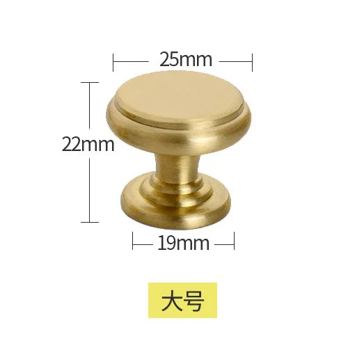 Pure Brass Cabinet Handles – Brushed Gold Single-Hole Knobs